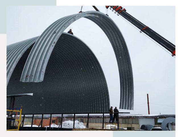 Полукруглые ангары в Курске